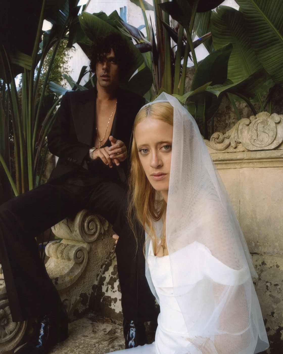 Bride and groom in the Vogue Italia feature, make-up by Luna Taddonio